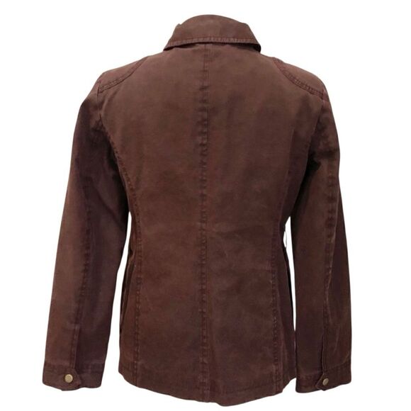 Talbots Brown Utility Military Jacket Women Petite Small Cotton Blend Plaid Line - Picture 6 of 8